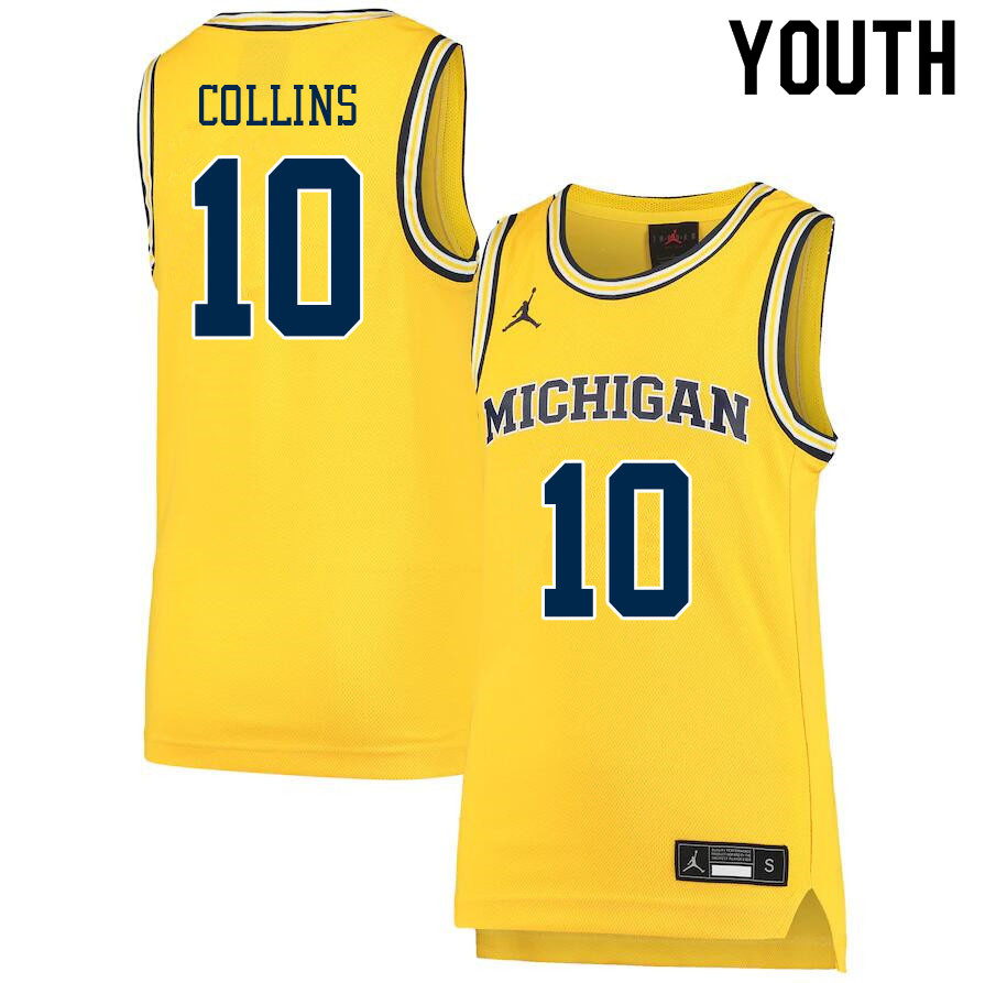 Youth #10 Frankie Collins Michigan Wolverines College Basketball Jerseys Sale-Yellow